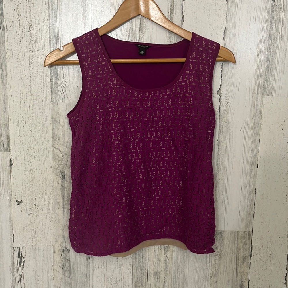 #L78 small purple dressy tank top size S ANN TAYLOR